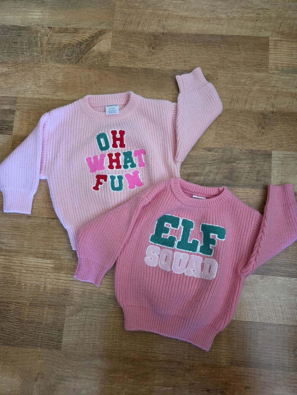 Spearmint Love Knit Sweaters - Oh What Fun & Elf Squad Bubblegum Christmas